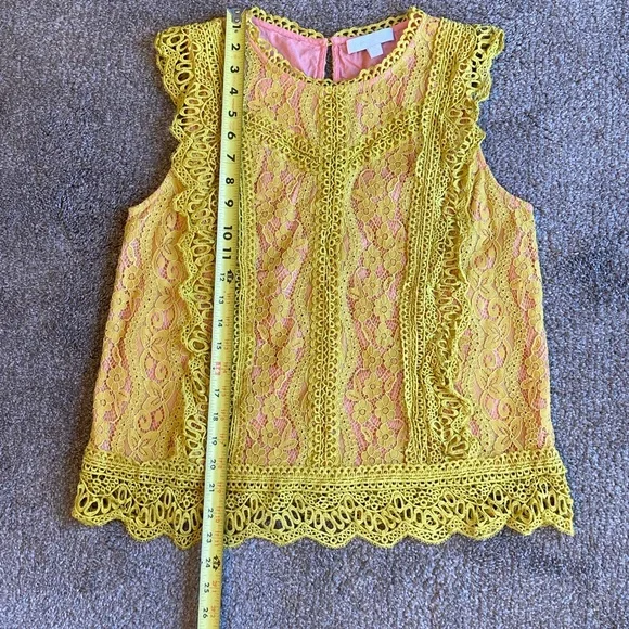 Anthropologie Eri + Ali Sydney Yellow/Mustard  Lace Sleeveless Top Size M - Picture 12 of 15